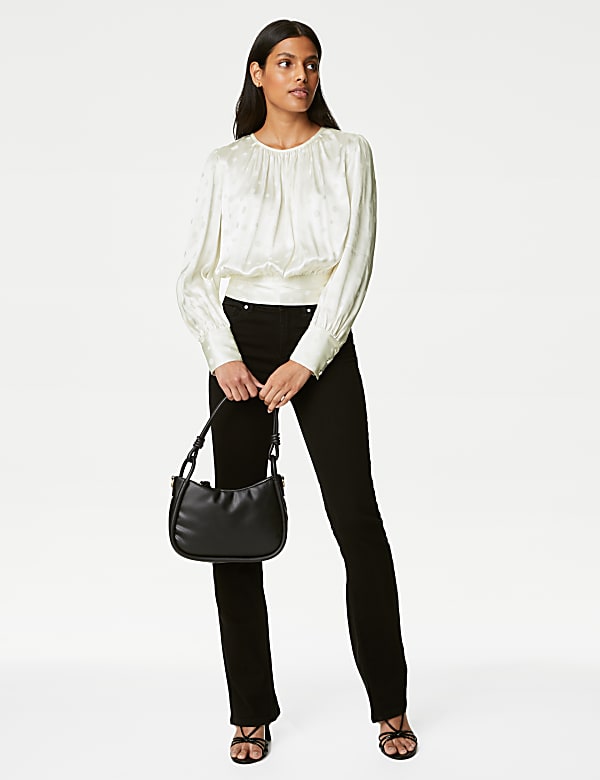 Satin Spotty Round Neck Blouse