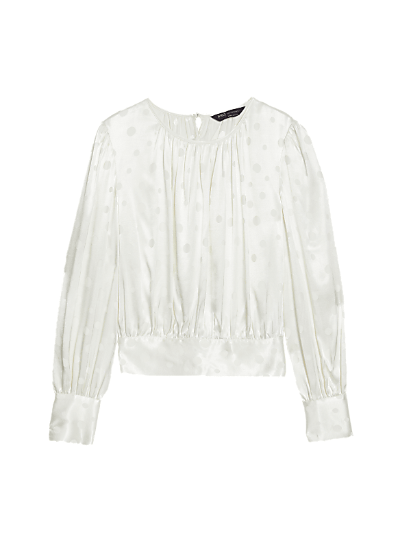 Satin Spotty Round Neck Blouse