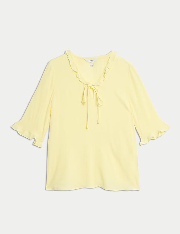 V-Neck Frill Detail Blouse - VN