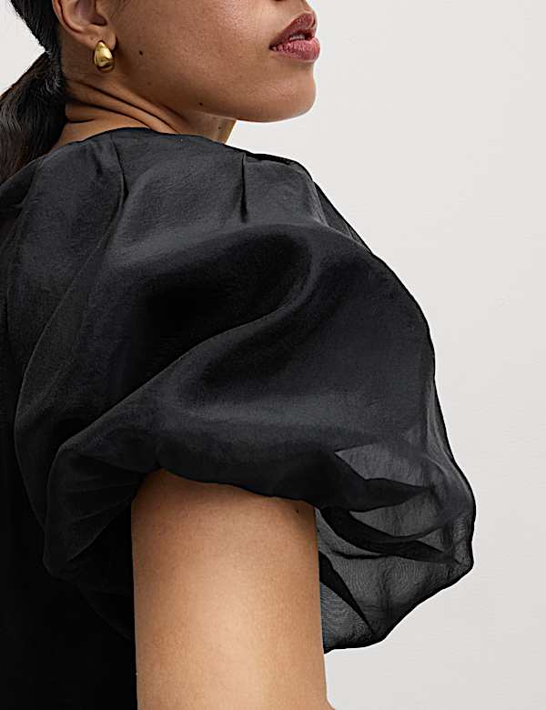 Organza Puff Sleeve Top