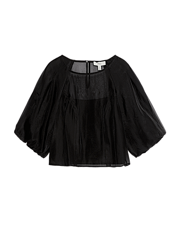 Organza Puff Sleeve Top