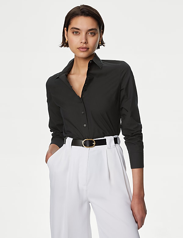 Cotton Rich Fitted Collared Shirt