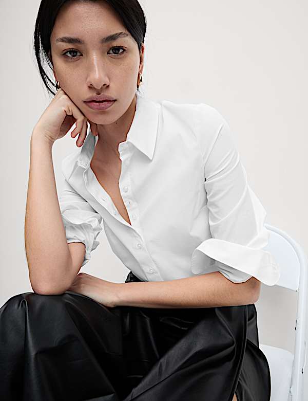 Cotton Rich Fitted Collared Shirt