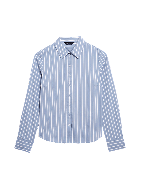 Cotton Rich Striped Fitted Shirt