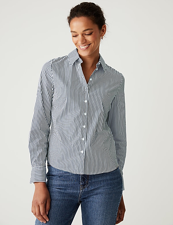 Cotton Rich Striped Fitted Shirt - BG