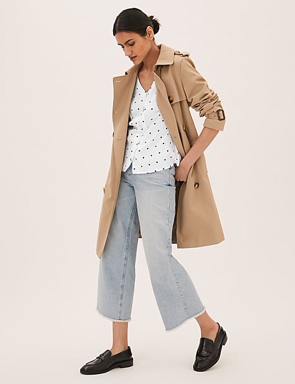 Polka Dot V-Neck Long Sleeve Blouse