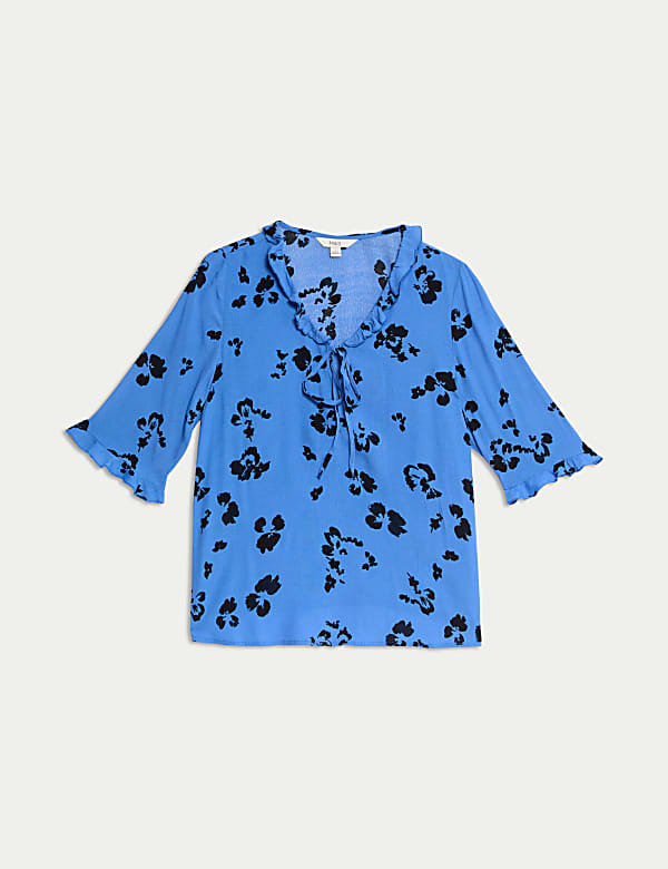 Halenka s vol&aacute;ny, potiskem a v&yacute;střihem do V - CZ