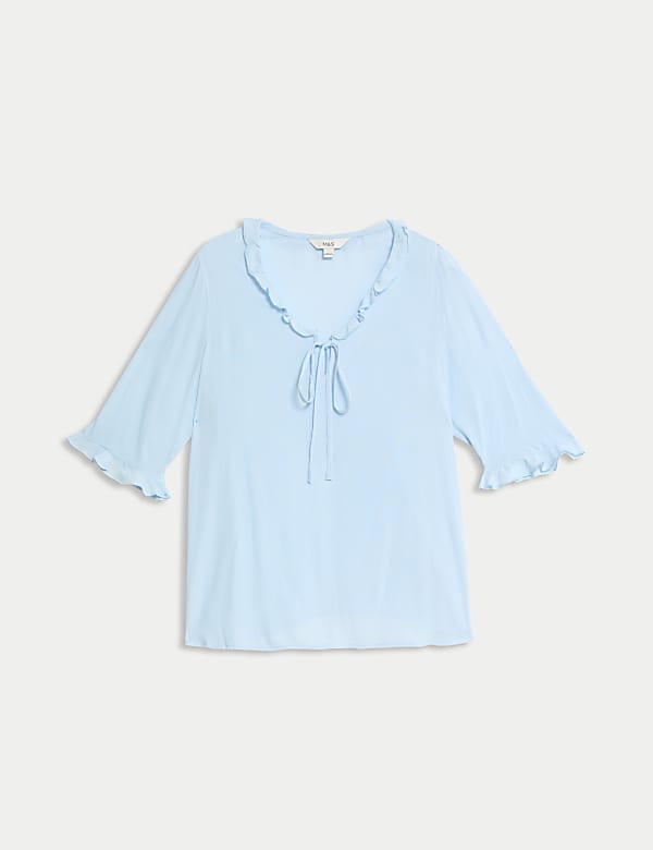 Bluse mit V-Ausschnitt und R&uuml;schendetail - AT