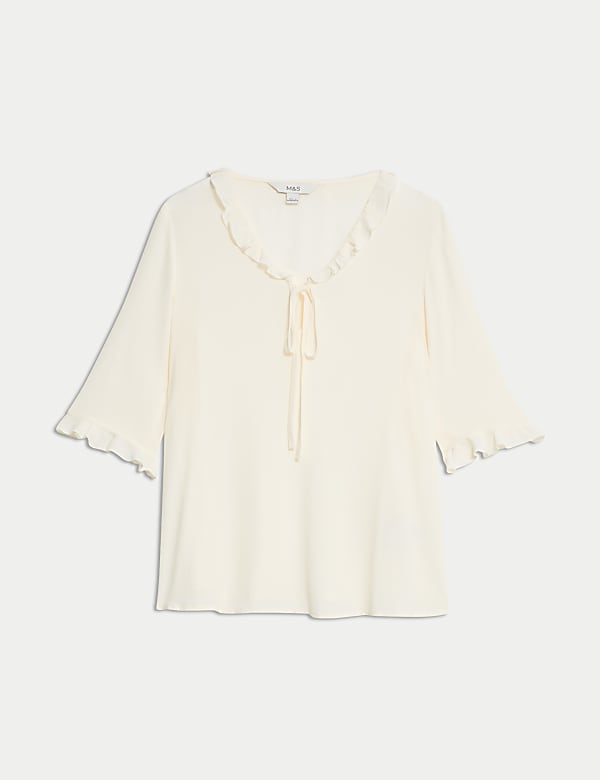 Bluse mit V-Ausschnitt und Rüschendetail - AT