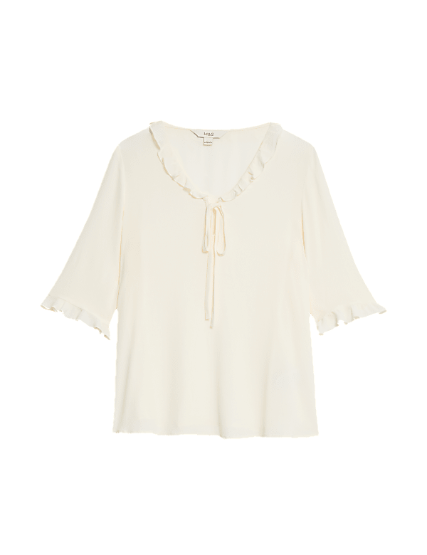 V-Neck Frill Detail Blouse