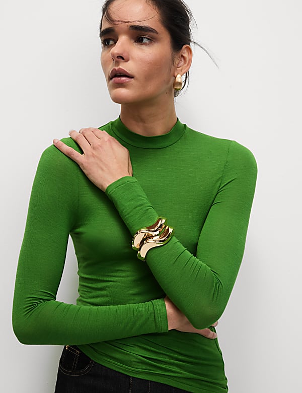Modal Rich High Neck Regular Fit Top