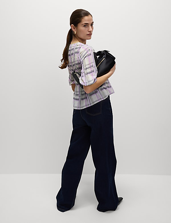 Shirred Tie Front Blouse