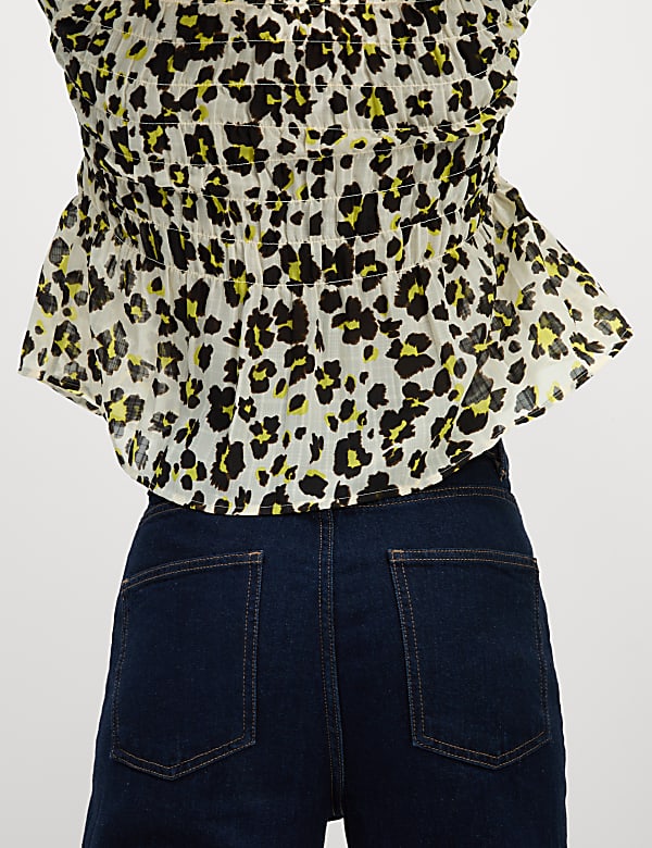 Shirred Tie Front Blouse