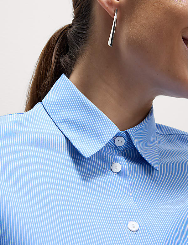 Pure Cotton Striped Lace Detail Shirt