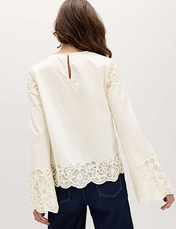 Pure Cotton Embroidered Cutwork Top - LV