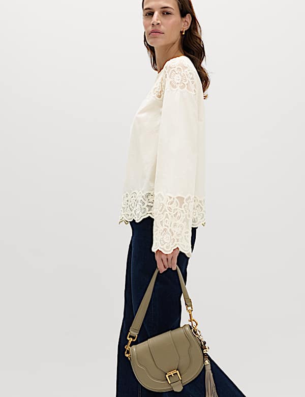 Pure Cotton Embroidered Cutwork Top - LV