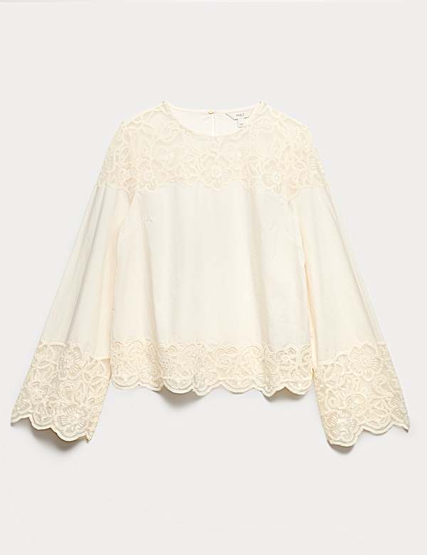 Pure Cotton Embroidered Cutwork Top