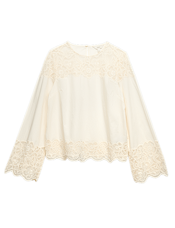 Pure Cotton Embroidered Cutwork Top