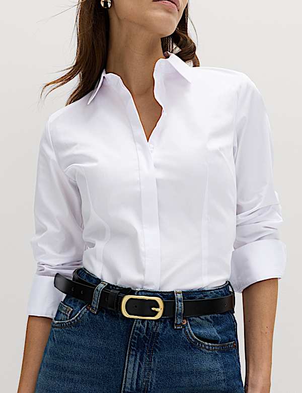 Cotton Rich Collared Fitted Shirt - FR