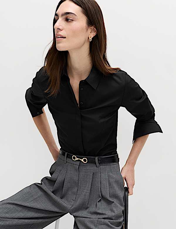 Cotton Rich Collared Fitted Shirt