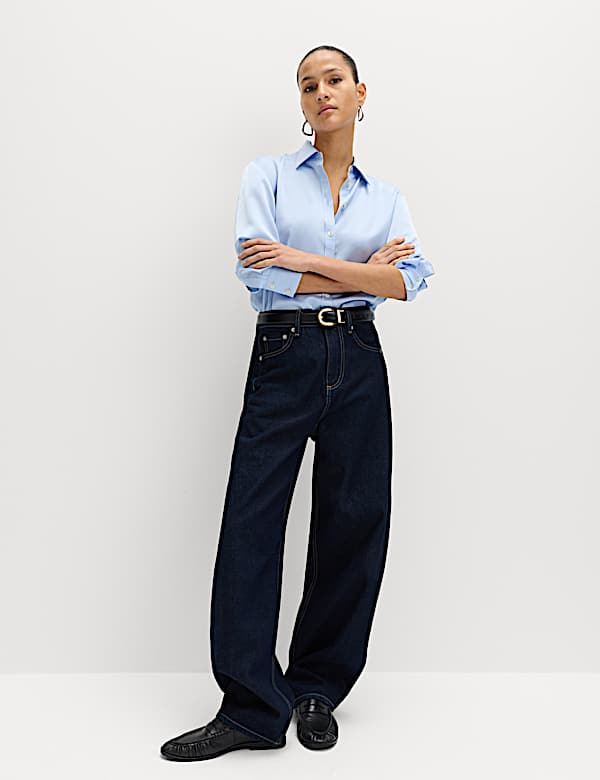 Satin Collared Button Through Shirt