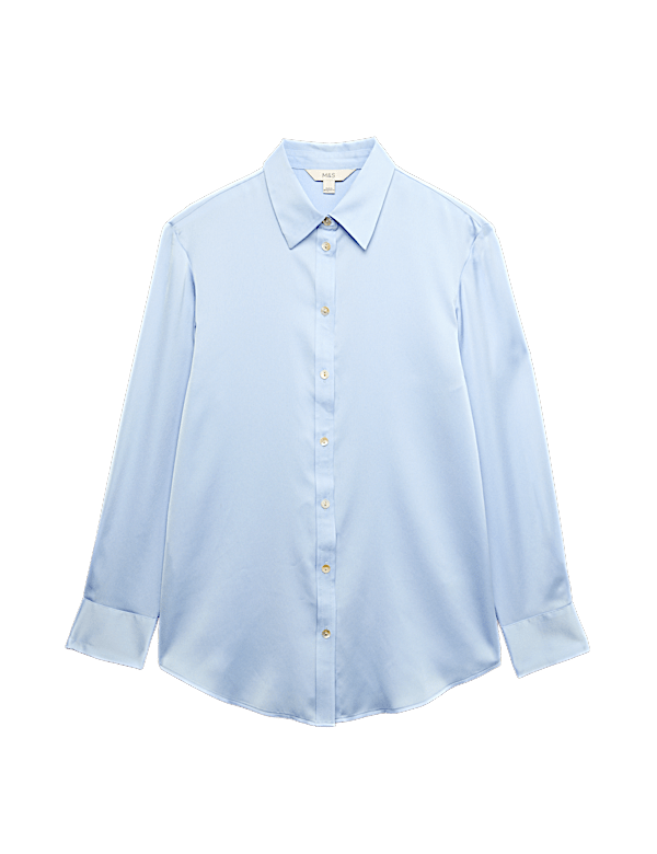 Satin Collared Button Through Shirt