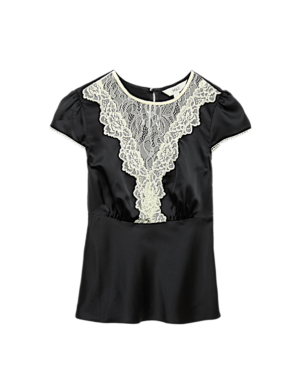 Satin Lace Insert Top