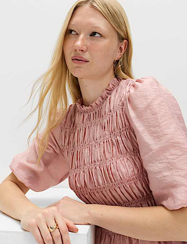 Lyocell Rich Shirred Blouse - GR