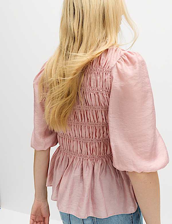 Lyocell Rich Shirred Blouse - GR
