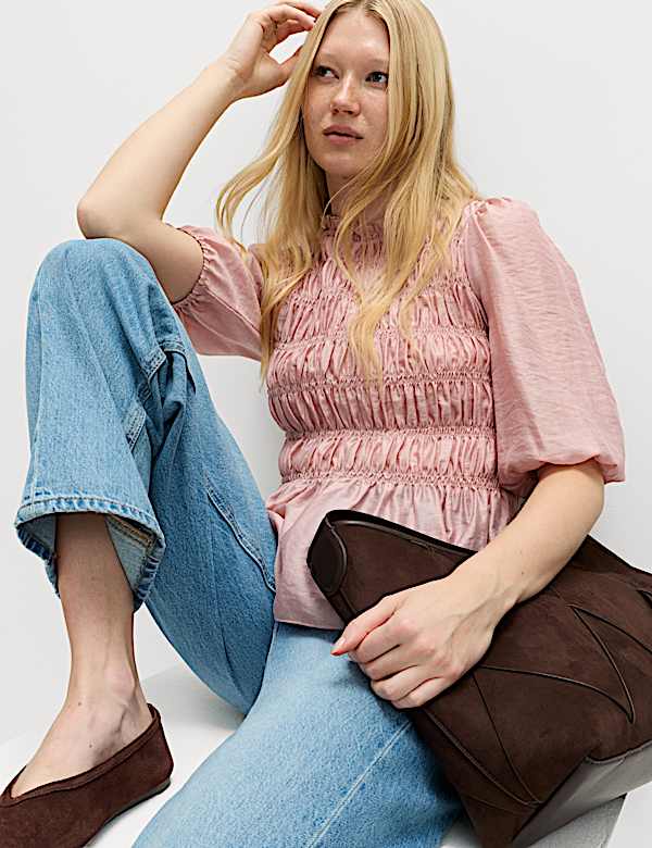 Lyocell Rich Shirred Blouse - GR