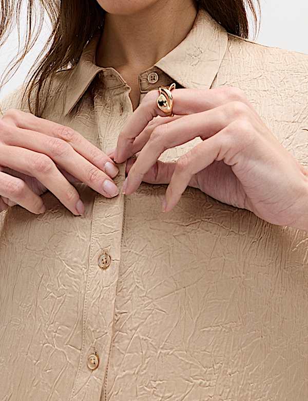 Textured Collared Button Through Shirt - NO