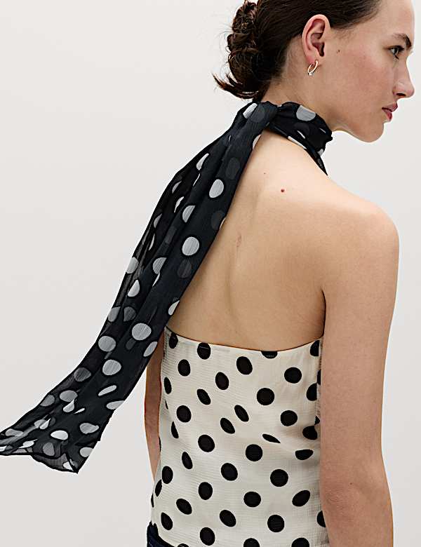 Polka Dot Scarf Detail Top - DK