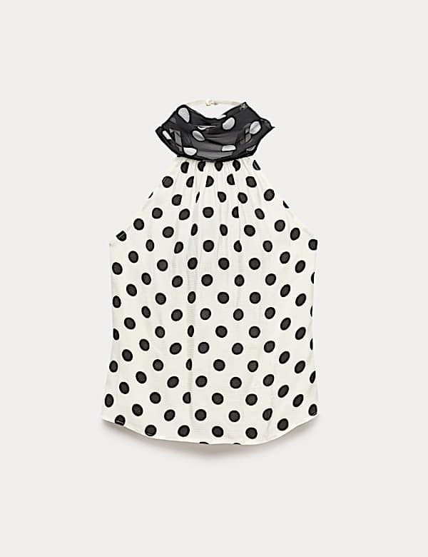 Polka Dot Scarf Detail Top - DK