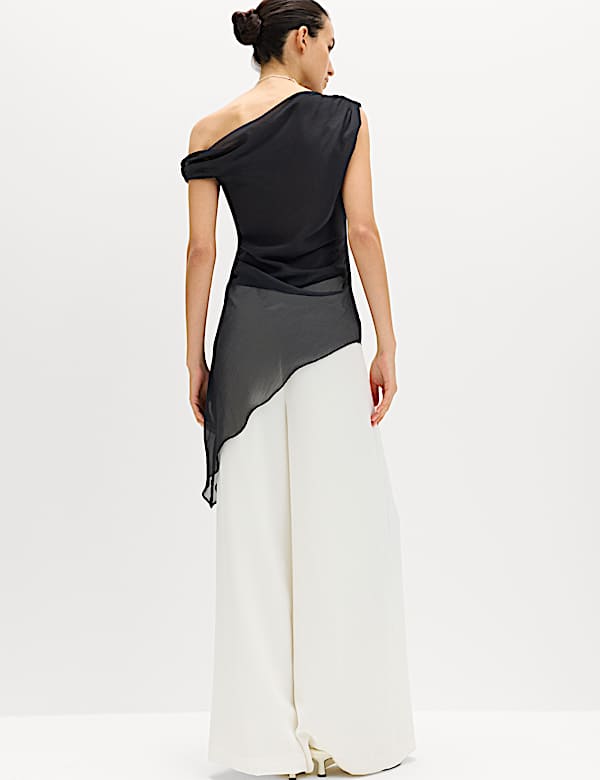Draped One Shoulder Asymmetric Longline Top - AU