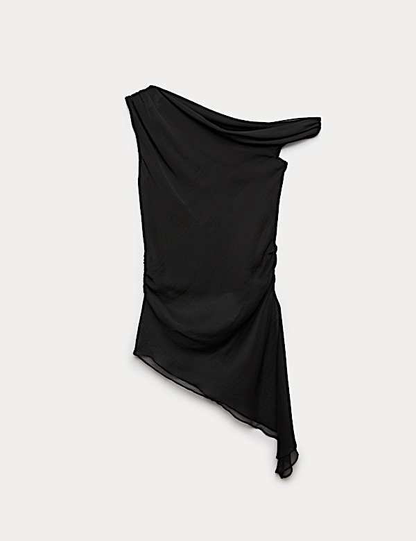 Draped One Shoulder Asymmetric Longline Top - AU