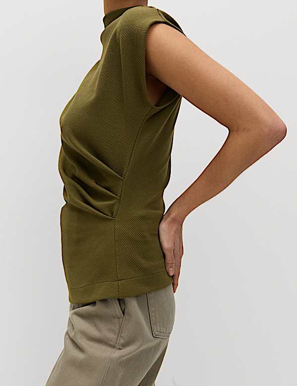 Cotton Rich Drape Sleeveless Top - US