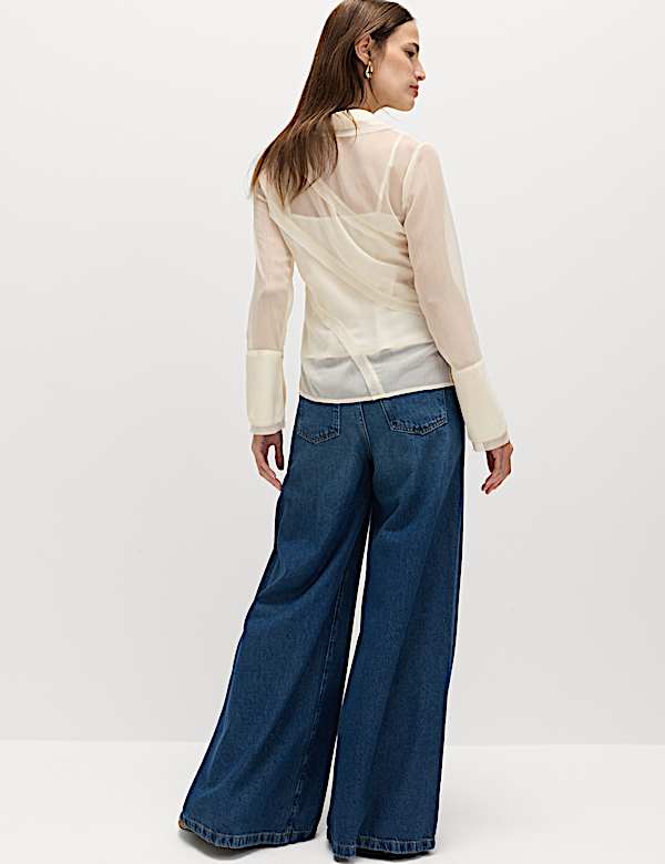 חולצה בעיטור תיפורים עם צווארון - IL