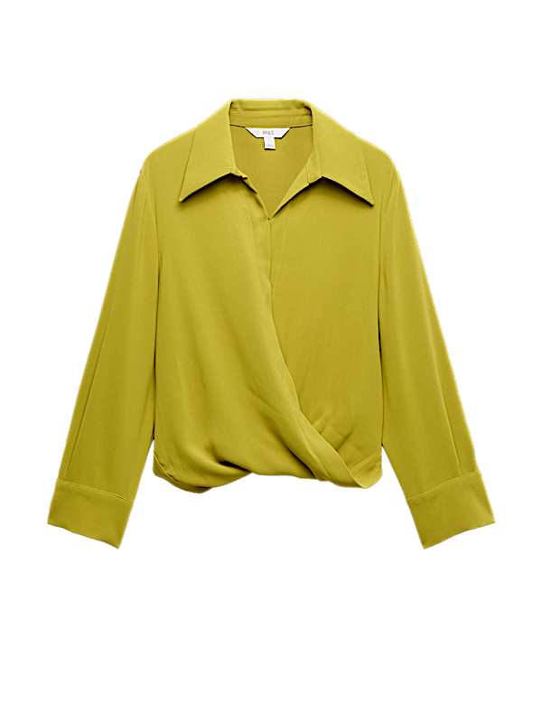 Collared Drape Wrap Shirt