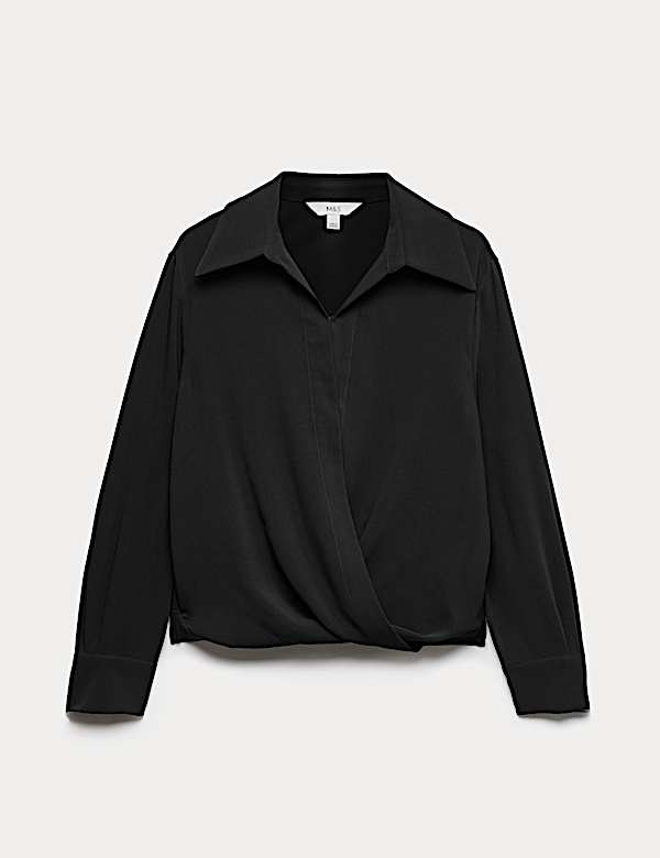 Collared Drape Wrap Shirt