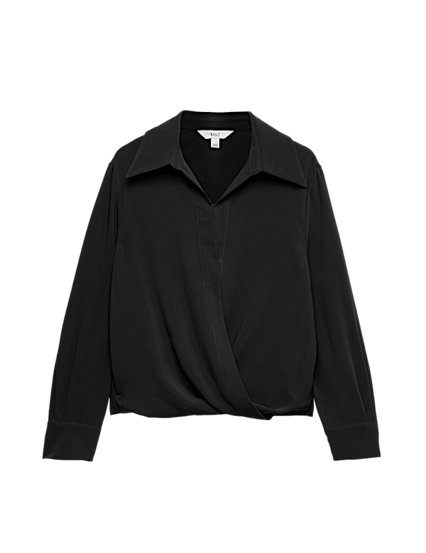 Collared Drape Wrap Shirt