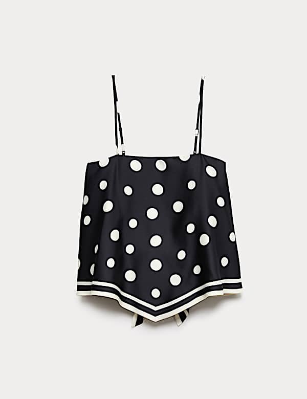 Scarf Style Polka Dot Square Neck Cami Top - DK