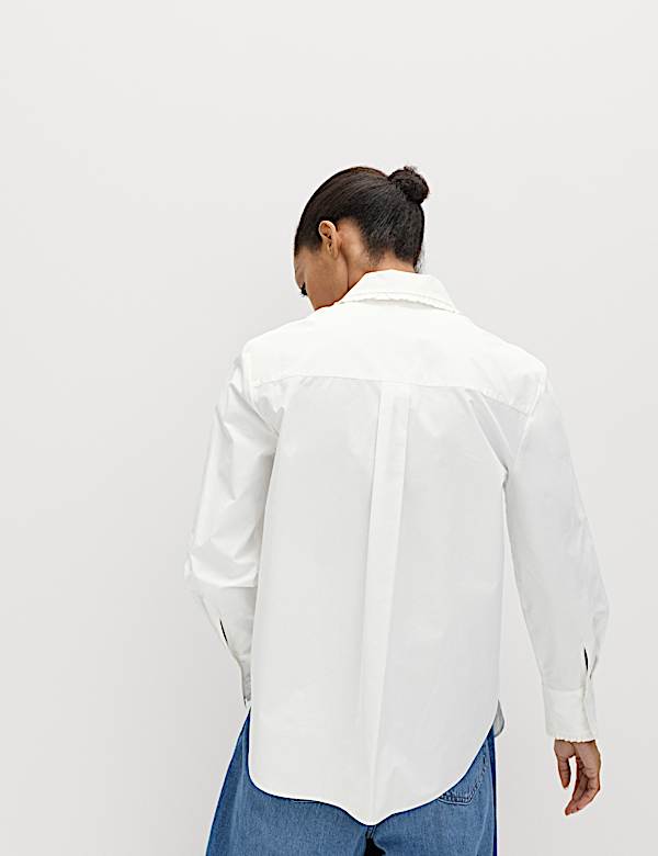 Pure Cotton Collared Frill Detail Shirt - RS