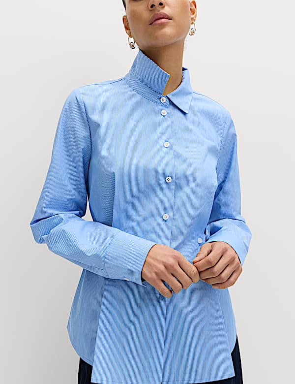 Pure Cotton Striped Button Detail Shirt