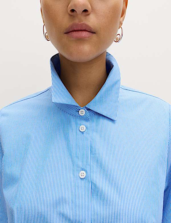 Pure Cotton Striped Button Detail Shirt - BN