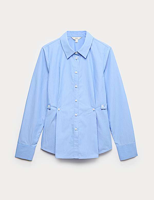 Pure Cotton Striped Button Detail Shirt - BN