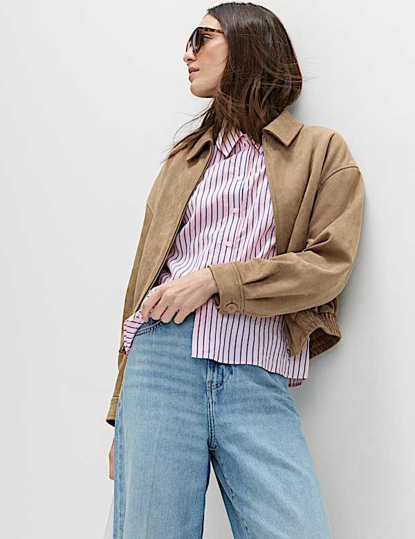 Striped Collared Frill Detail Shirt - IL