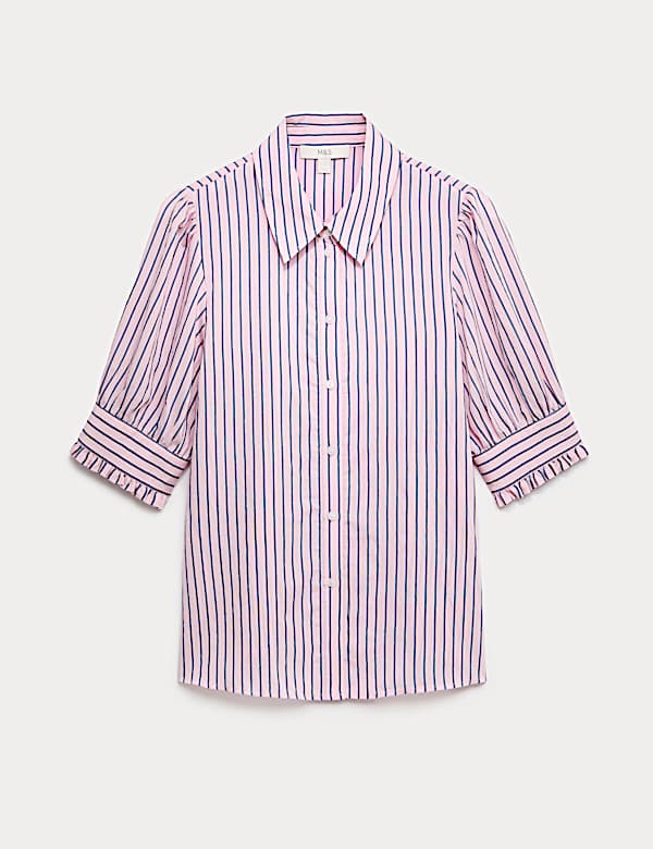 Striped Collared Frill Detail Shirt - IL