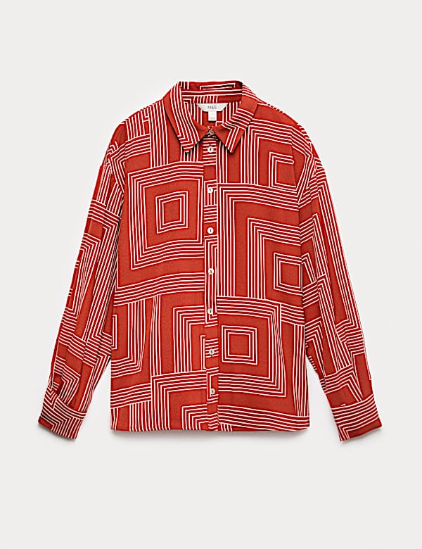 Koszula z kołnierzem w geometryczny wz&oacute;r - PL