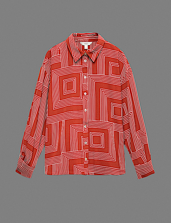 Geometric Print Collared Shirt