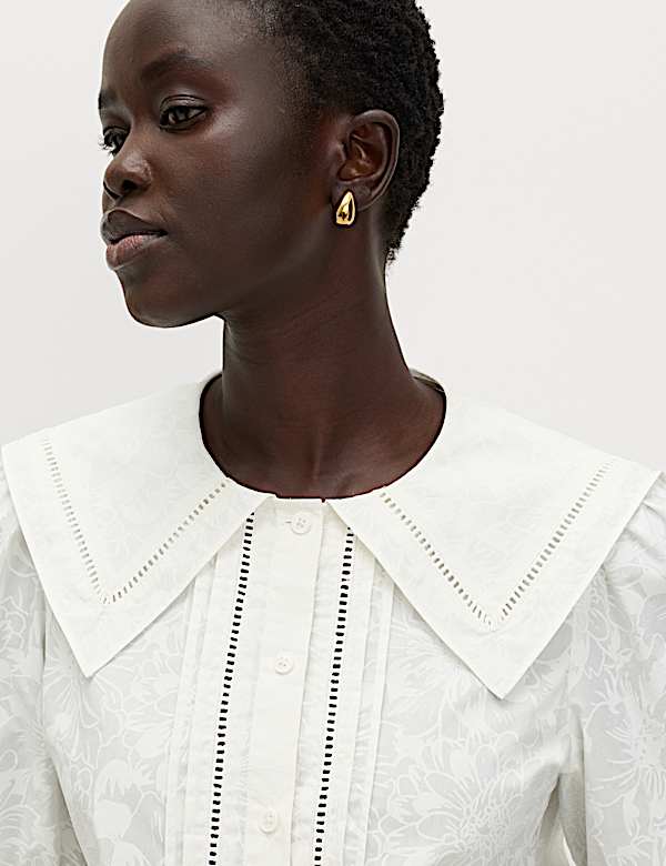 Pure Cotton Sailor Collar Button Through Shirt - DK